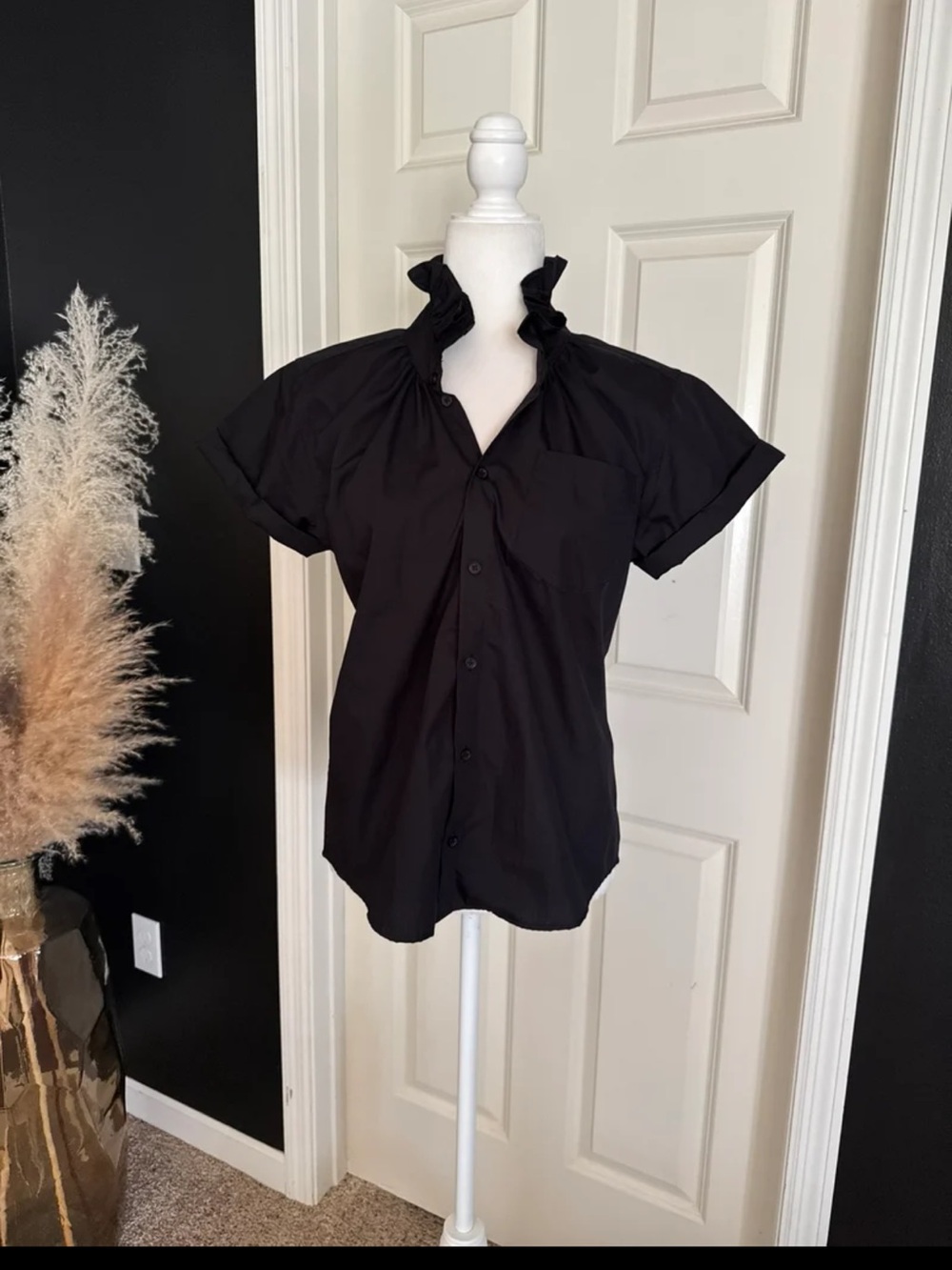 Kate McHale Jensen KMJ Quarantini Boyfriend Fit Blouse in Black Size Small - Picture 4 of 12